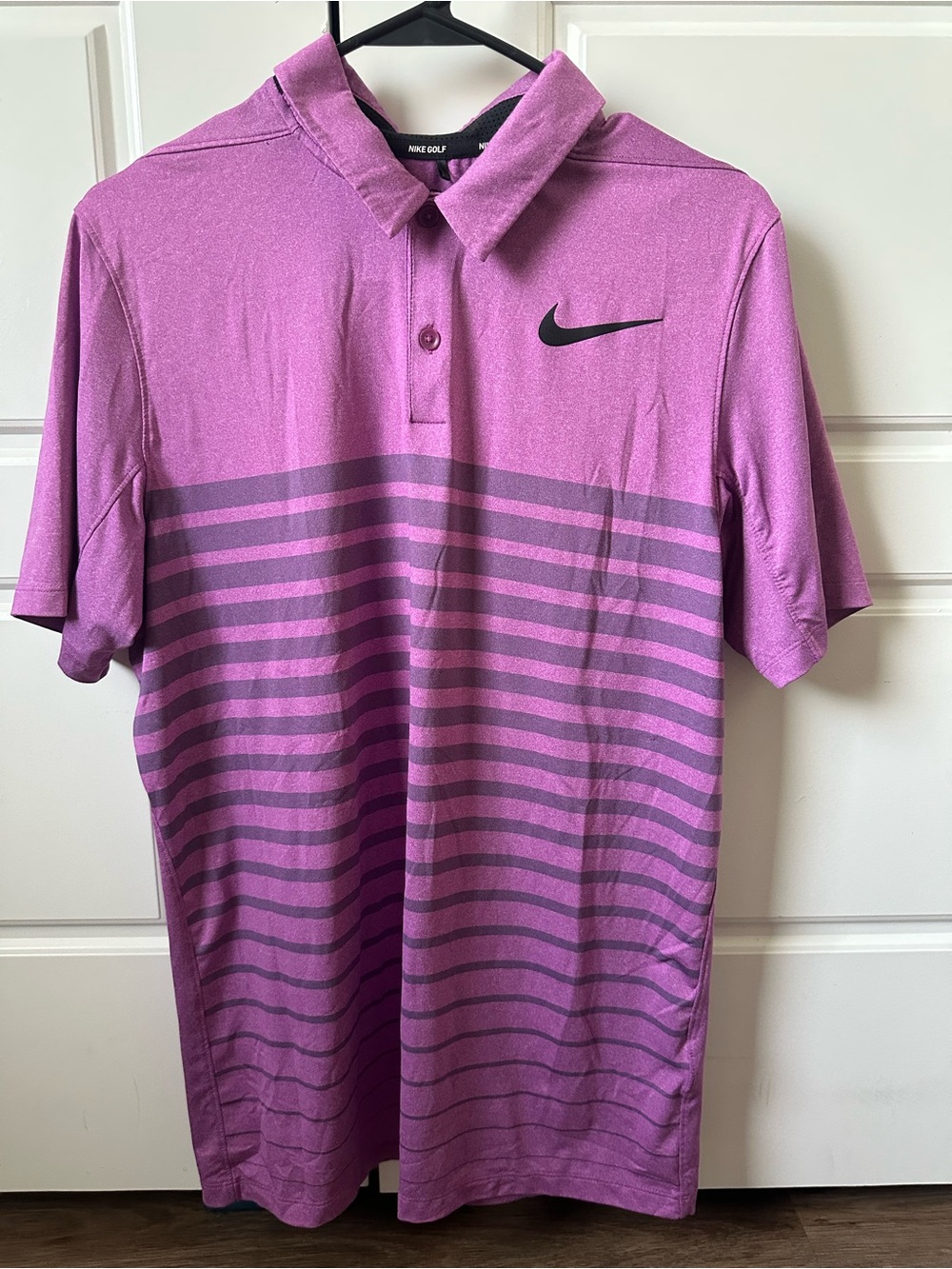 Nike Men's Purple Striped Polo Shirt